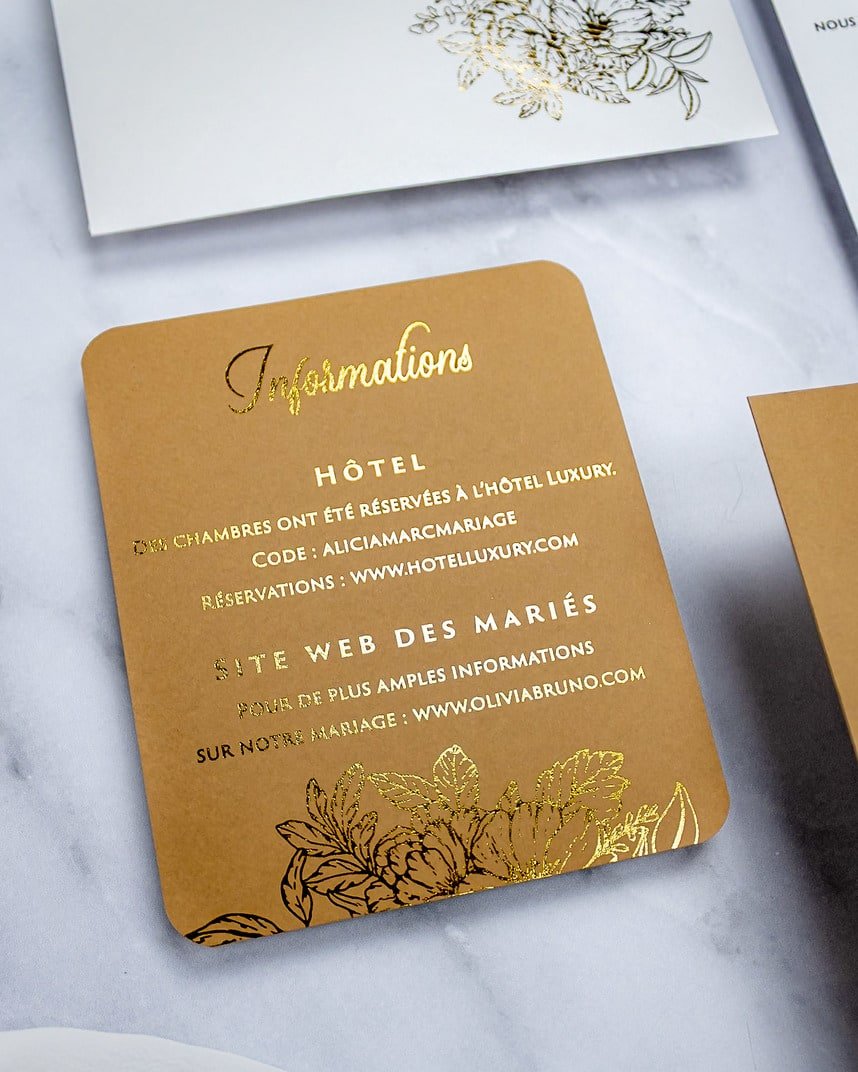 "Zara" - Faire-part de mariage chic, élégant et romantique avec dorure or - Wedding stationery - Création Luxe Carterie Studio