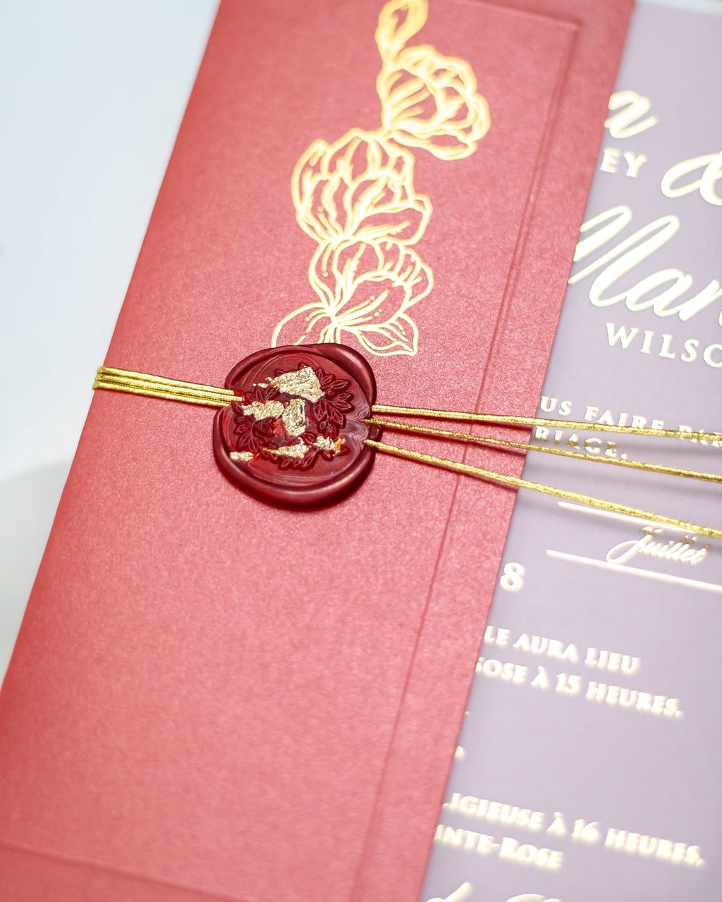 "Zoé" - Faire-part de mariage chic, élégant et romantique avec dorure or - Wedding stationery - Création Luxe Carterie Studio
