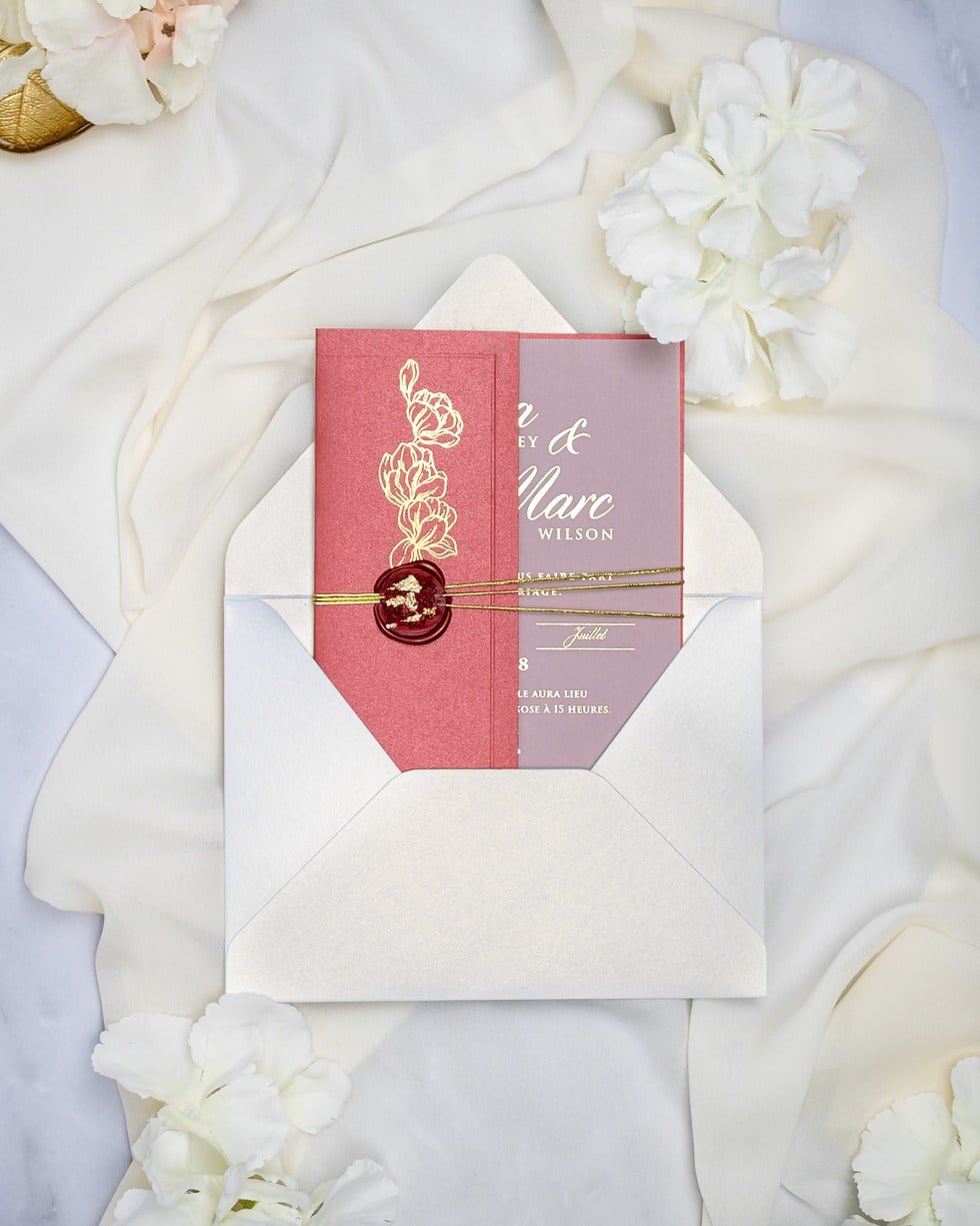 "Zoé" - Faire-part de mariage chic, élégant et romantique avec dorure or - Wedding stationery - Création Luxe Carterie Studio