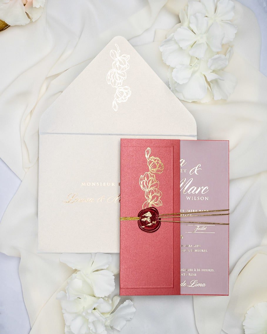 "Zoé" - Faire-part de mariage chic, élégant et romantique avec dorure or - Wedding stationery - Création Luxe Carterie Studio