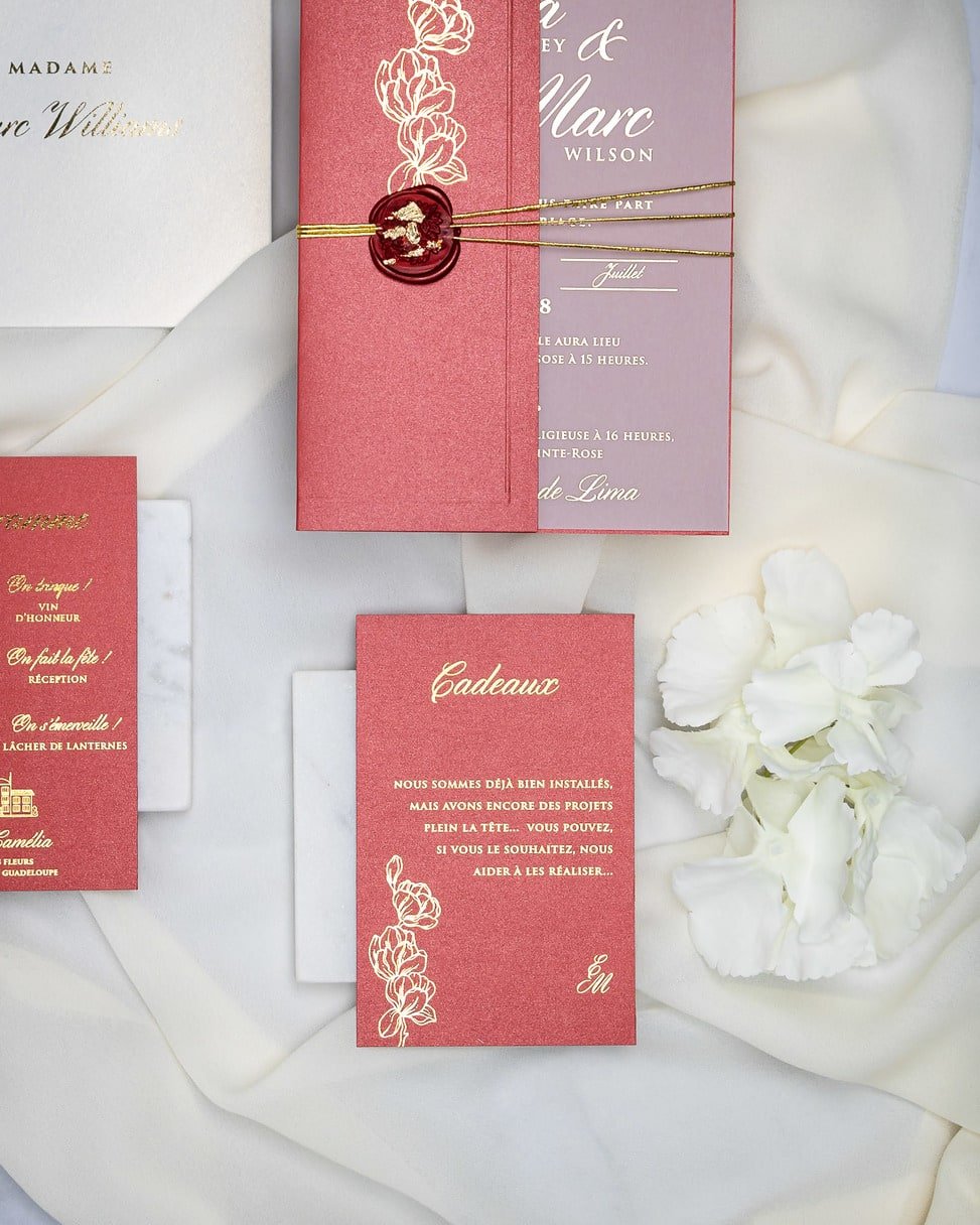 "Zoé" - Faire-part de mariage chic, élégant et romantique avec dorure or - Wedding stationery - Création Luxe Carterie Studio