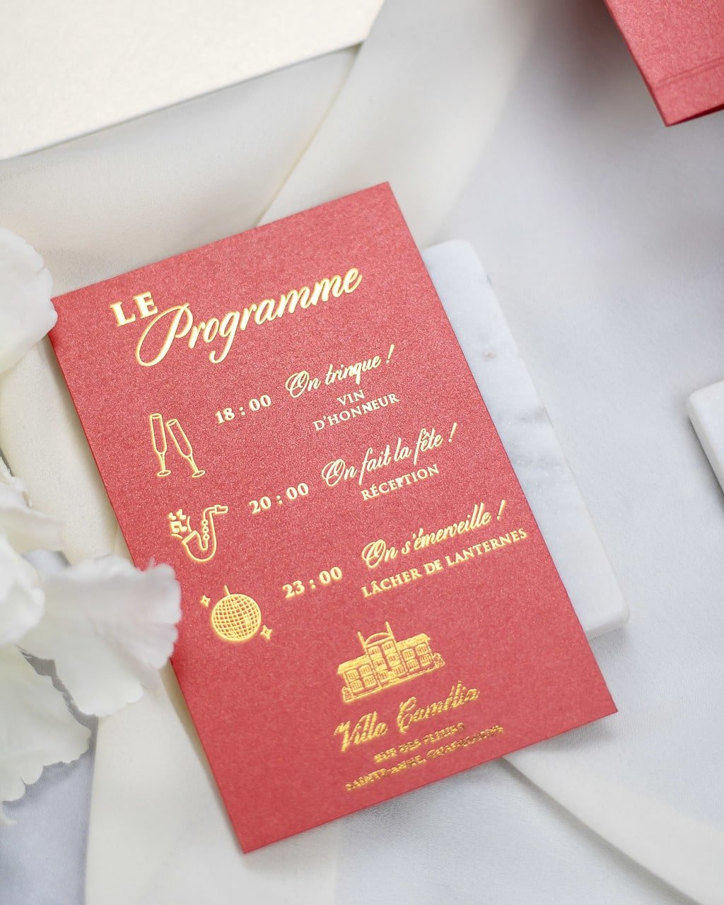 "Zoé" - Faire-part de mariage chic, élégant et romantique avec dorure or - Wedding stationery - Création Luxe Carterie Studio