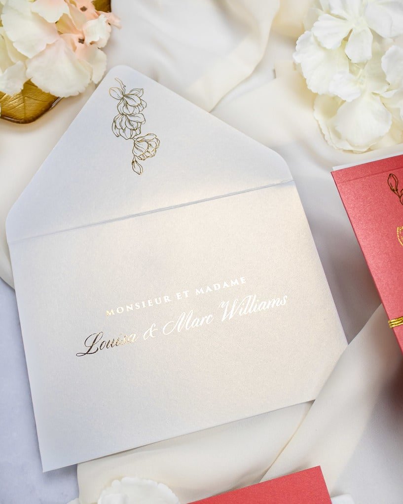"Zoé" - Faire-part de mariage chic, élégant et romantique avec dorure or - Wedding stationery - Création Luxe Carterie Studio