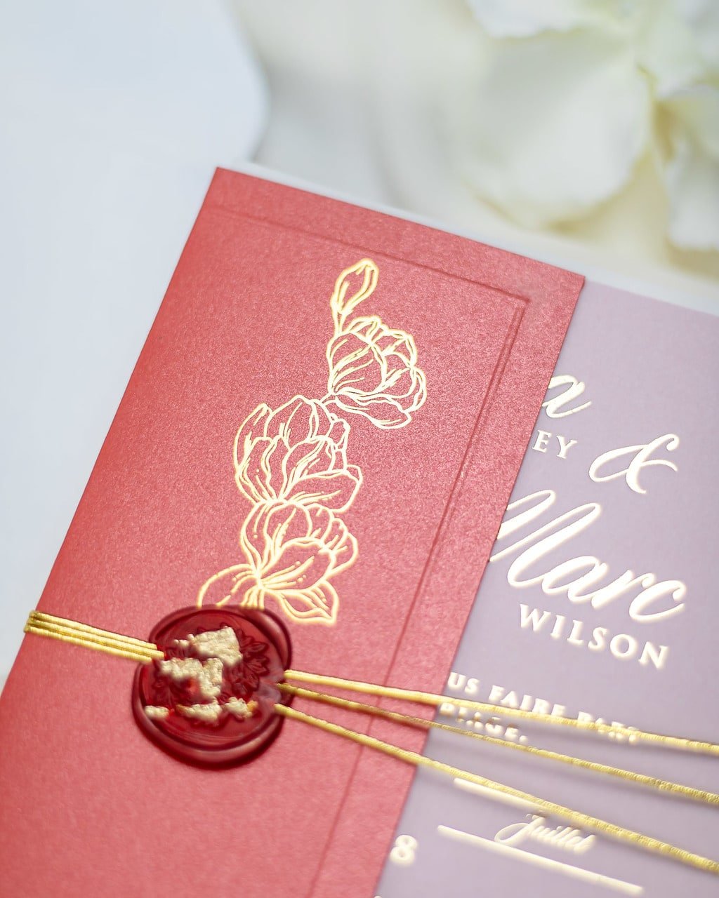 "Zoé" - Faire-part de mariage chic, élégant et romantique avec dorure or - Wedding stationery - Création Luxe Carterie Studio
