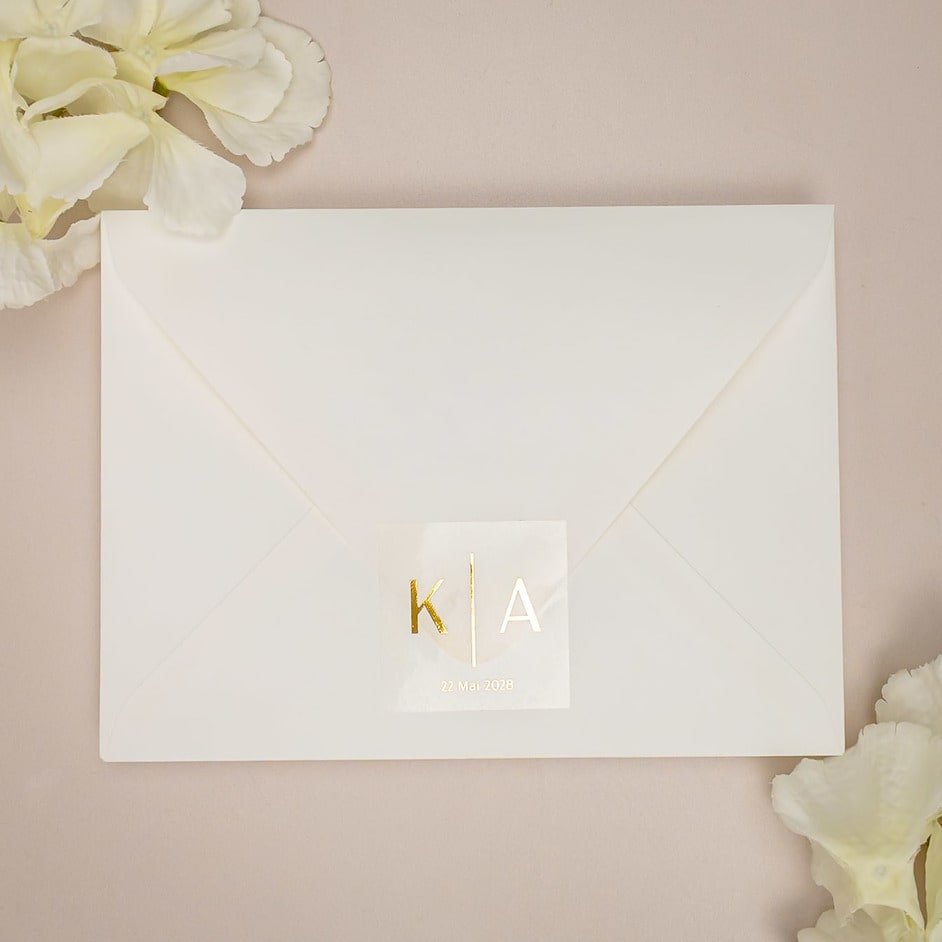 "Zola - Sticker" - Faire-part de mariage chic, élégant et romantique avec dorure or - Wedding stationery - Création Luxe Carterie Studio