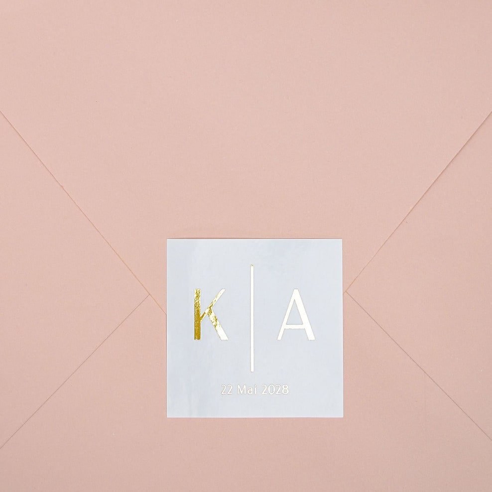 "Zola - Sticker" - Faire-part de mariage chic, élégant et romantique avec dorure or - Wedding stationery - Création Luxe Carterie Studio