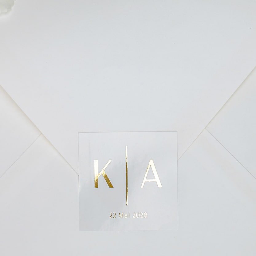 "Zola - Sticker" - Faire-part de mariage chic, élégant et romantique avec dorure or - Wedding stationery - Création Luxe Carterie Studio