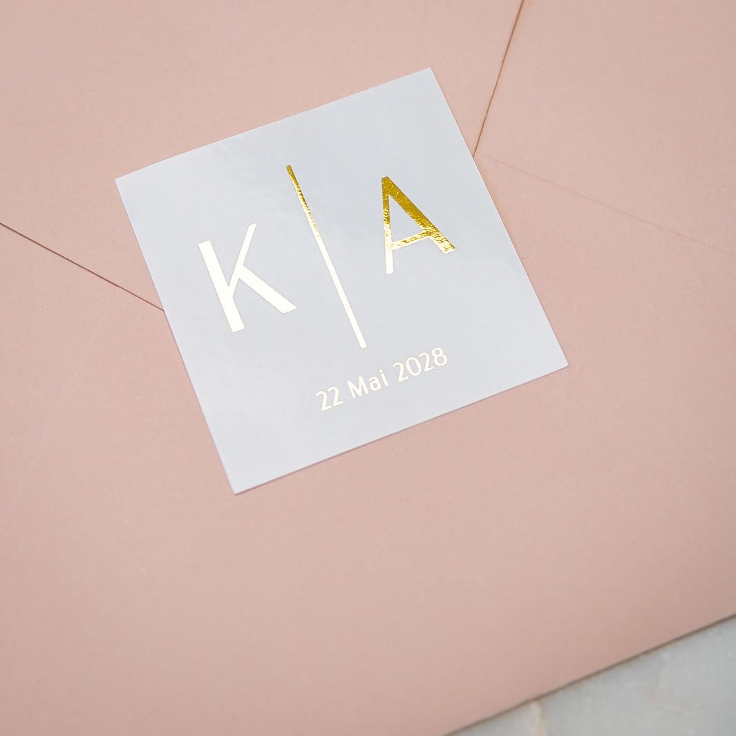 "Zola - Sticker" - Faire-part de mariage chic, élégant et romantique avec dorure or - Wedding stationery - Création Luxe Carterie Studio