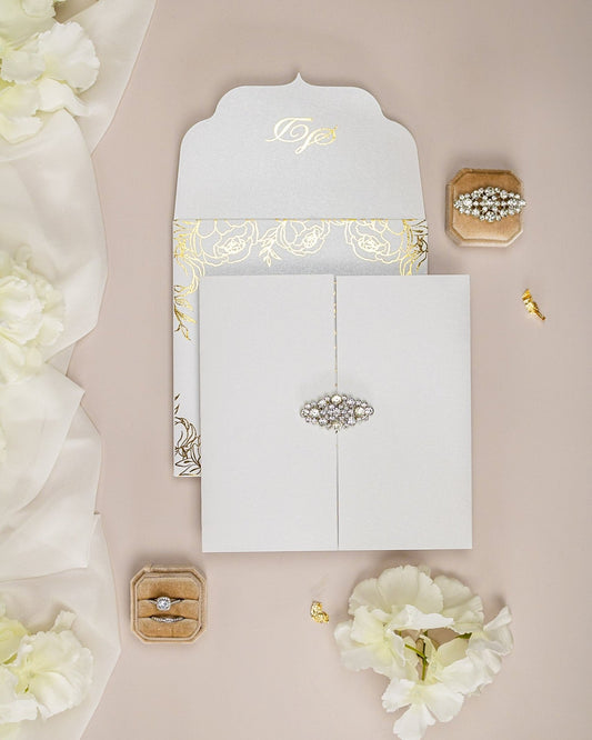 "Abella" - Faire-part de mariage chic, élégant et romantique avec dorure or - Wedding stationery - Création Luxe Carterie Studio