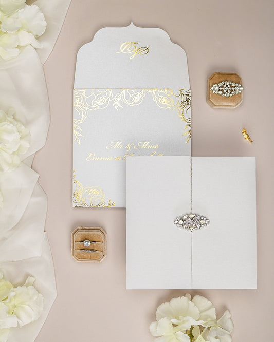 "Abella" - Faire-part de mariage chic, élégant et romantique avec dorure or - Wedding stationery - Création Luxe Carterie Studio