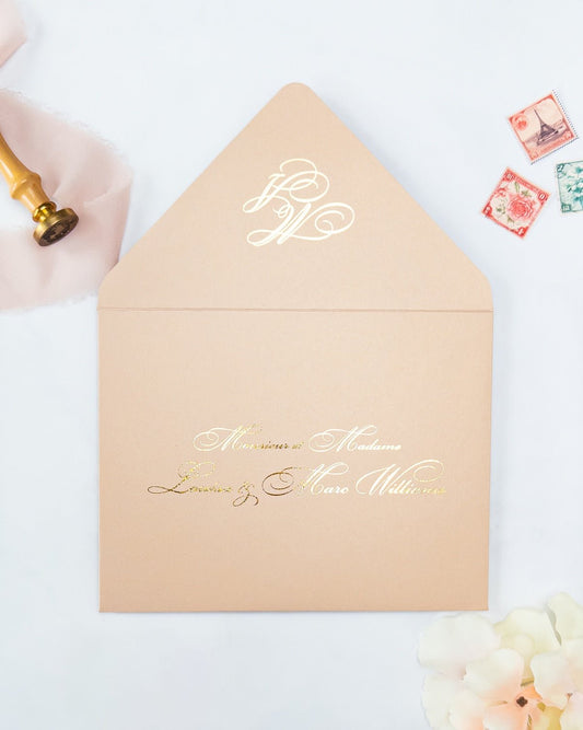 ACANTHA - Enveloppe épaisse Initiales - Enveloppe - 12 cm x 16.5 cm - Luxe Carterie Studio