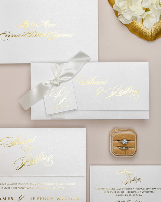 "Adèle" - Faire-part de mariage chic, élégant et romantique avec dorure or - Wedding stationery - Création Luxe Carterie Studio
