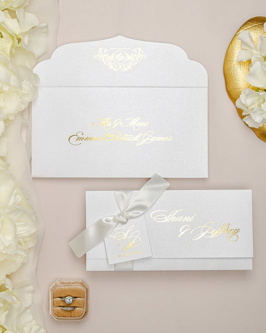 "Adèle" - Faire-part de mariage chic, élégant et romantique avec dorure or - Wedding stationery - Création Luxe Carterie Studio