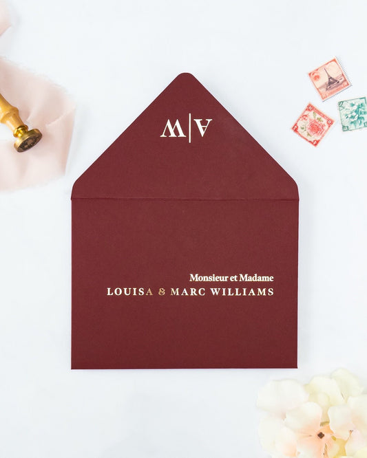 AIMEE - Enveloppe épaisse Initiales - Enveloppe - 12 cm x 16.5 cm - Luxe Carterie Studio