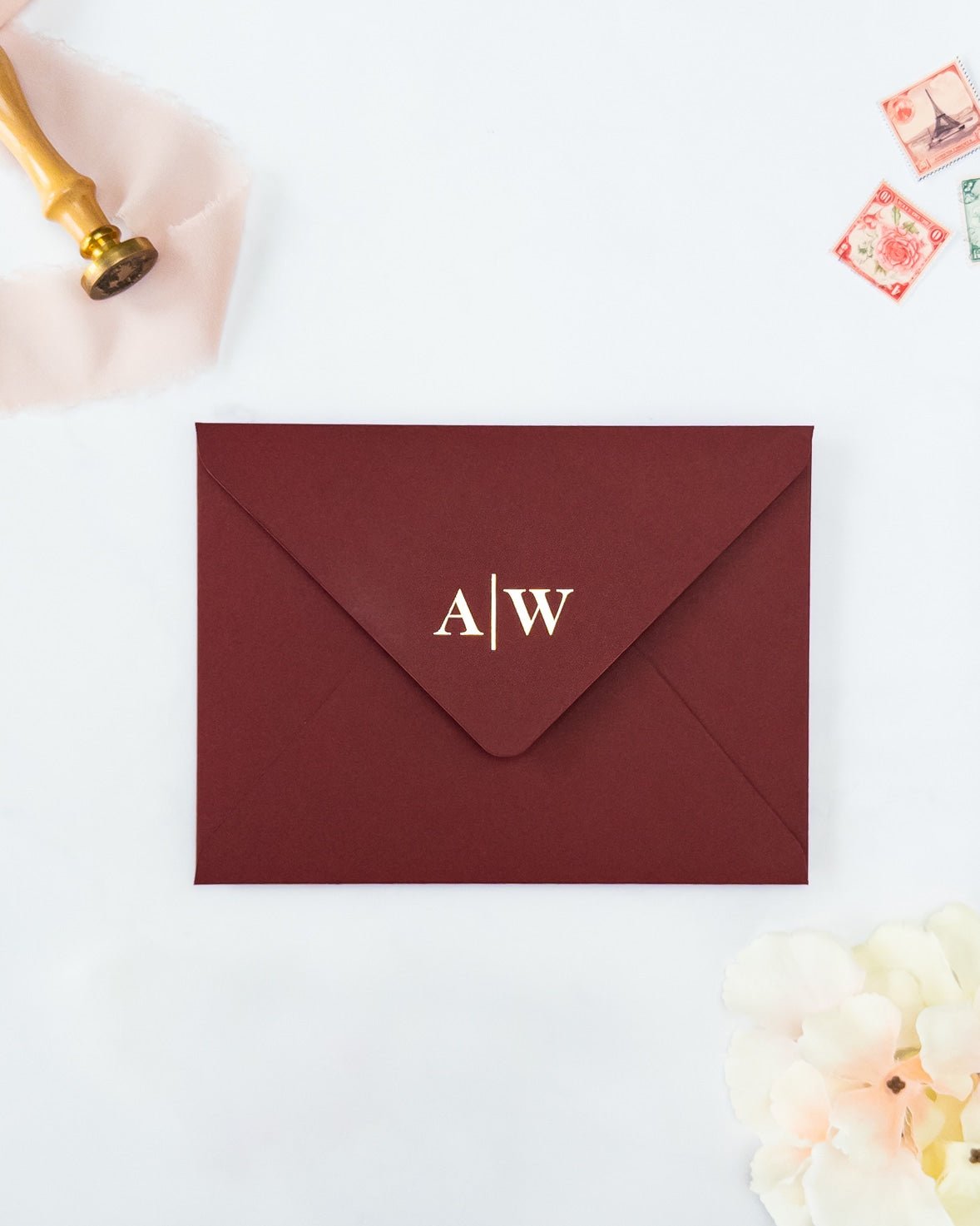 AIMEE - Enveloppe épaisse Initiales - Enveloppe - 12 cm x 16.5 cm - Luxe Carterie Studio