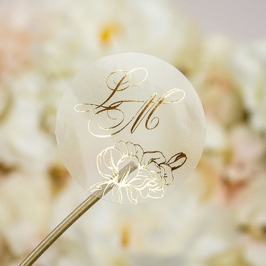 "Alamanda - Sticker" - Faire-part de mariage chic, élégant et romantique avec dorure or - Wedding stationery - Création Luxe Carterie Studio