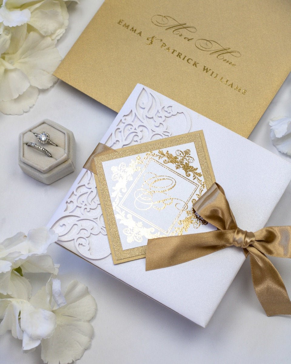 Alexia - Faire - part - Faire - part Pochette + 2 cartons (Invitation / Informations / RSVP / Programme ou autre) - Sans enveloppe - Luxe Carterie Studio