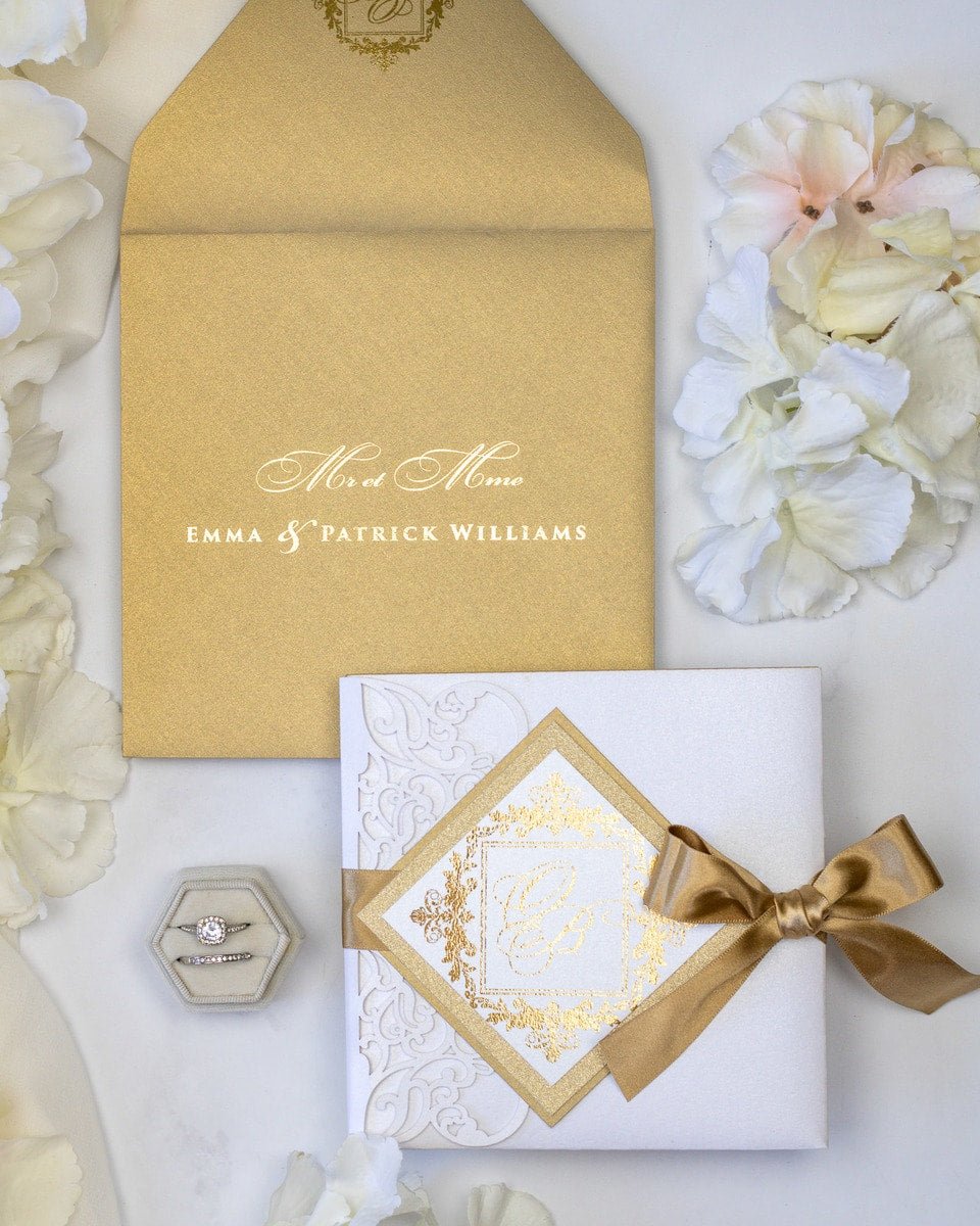 Alexia - Faire - part - Faire - part Pochette + 2 cartons (Invitation / Informations / RSVP / Programme ou autre) - Sans enveloppe - Luxe Carterie Studio