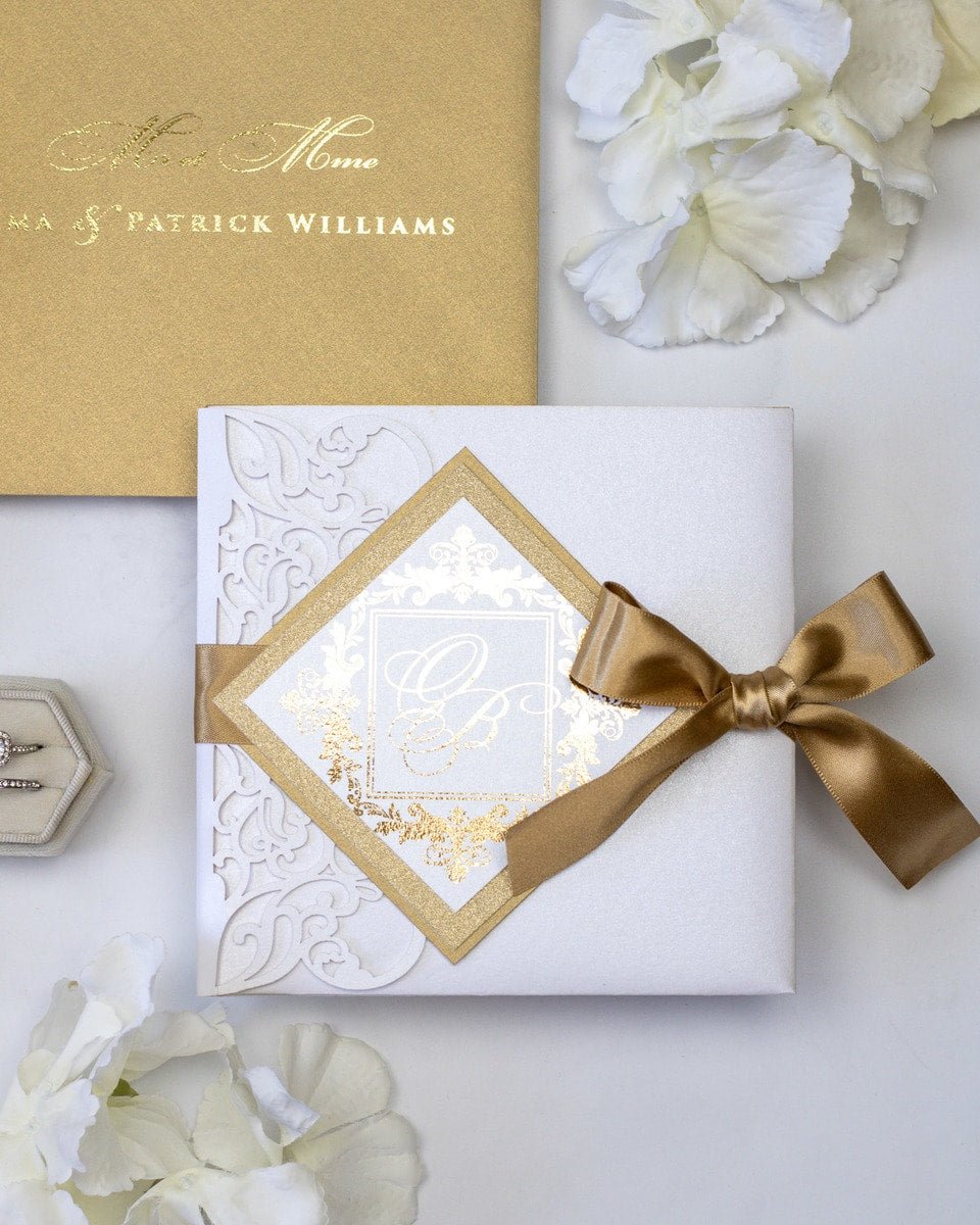 Alexia - Faire - part - Faire - part Pochette + 2 cartons (Invitation / Informations / RSVP / Programme ou autre) - Sans enveloppe - Luxe Carterie Studio
