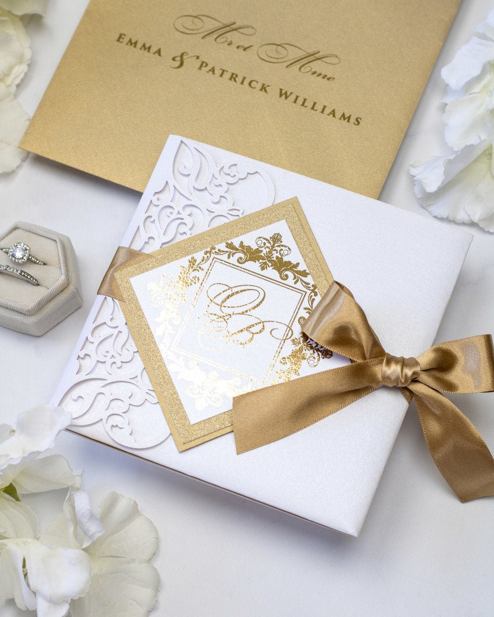 Alexia - Faire - part - Faire - part Pochette + 2 cartons (Invitation / Informations / RSVP / Programme ou autre) - Sans enveloppe - Luxe Carterie Studio