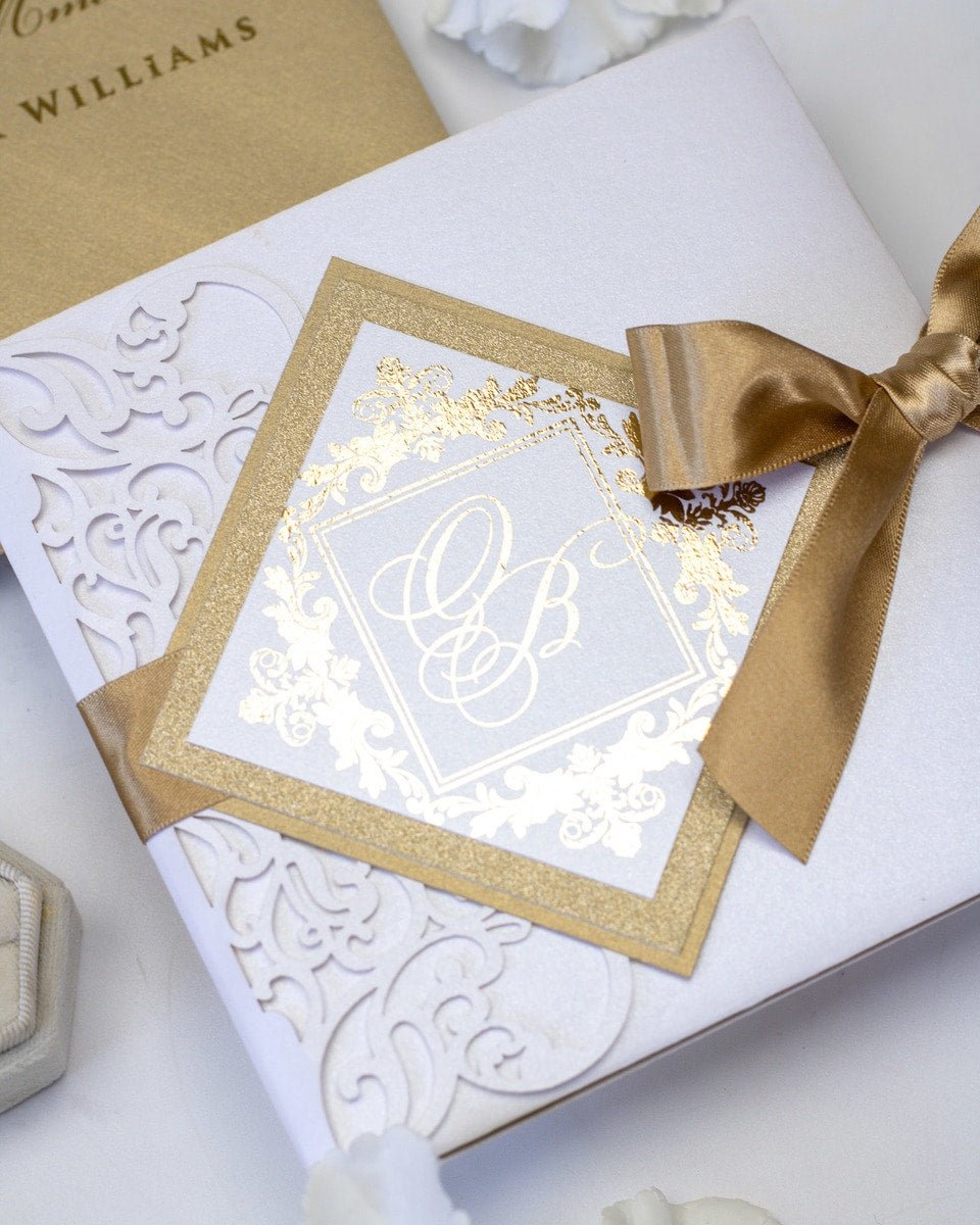 Alexia - Faire - part - Faire - part Pochette + 2 cartons (Invitation / Informations / RSVP / Programme ou autre) - Sans enveloppe - Luxe Carterie Studio