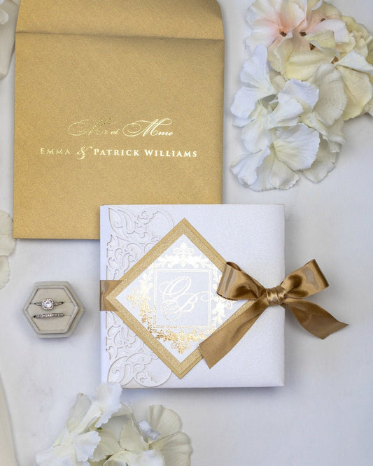 Alexia - Faire - part - Faire - part Pochette + 2 cartons (Invitation / Informations / RSVP / Programme ou autre) - Sans enveloppe - Luxe Carterie Studio