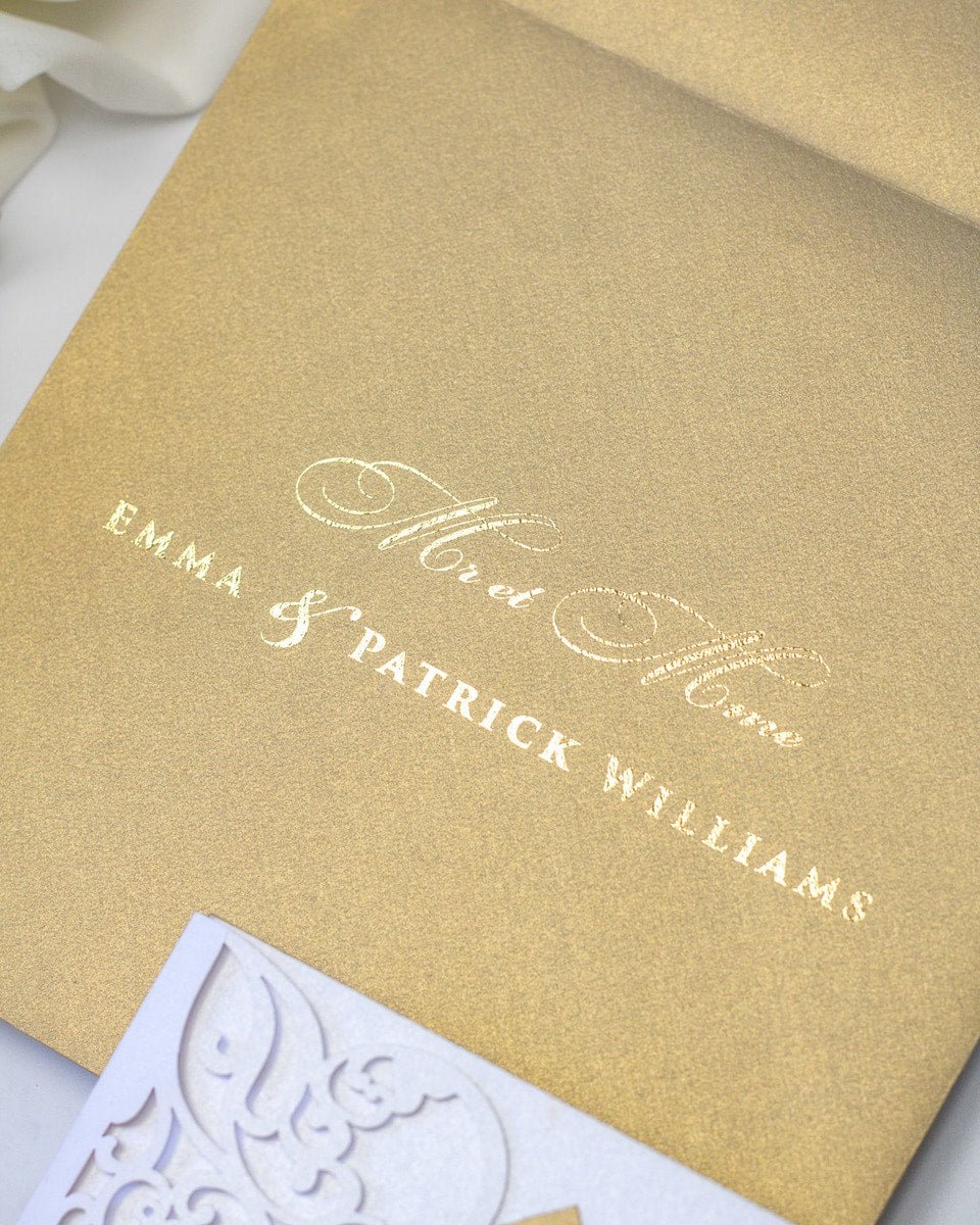 Alexia - Faire - part - Faire - part Pochette + 2 cartons (Invitation / Informations / RSVP / Programme ou autre) - Sans enveloppe - Luxe Carterie Studio