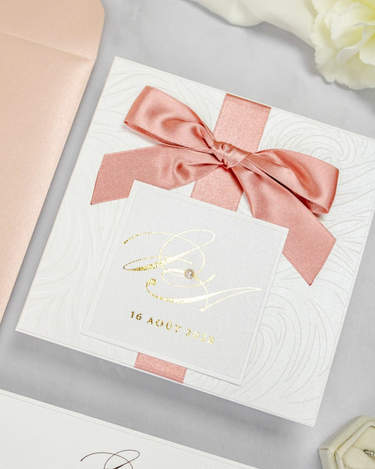 "Alice" - Faire-part de mariage chic, élégant et romantique avec dorure or - Wedding stationery - Création Luxe Carterie Studio