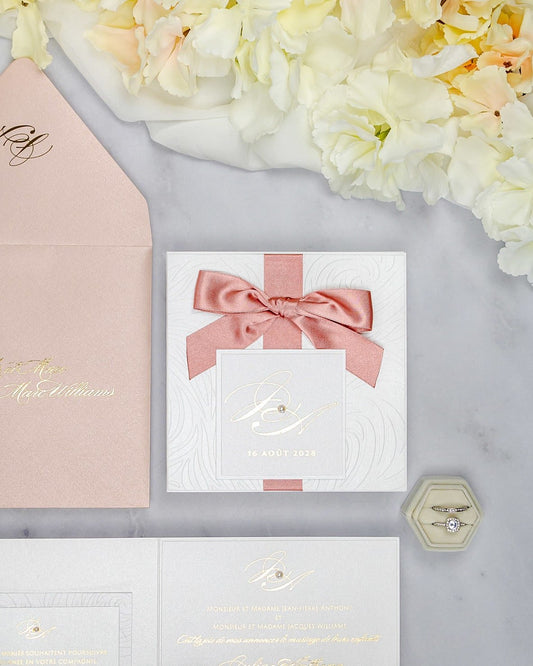 "Alice" - Faire-part de mariage chic, élégant et romantique avec dorure or - Wedding stationery - Création Luxe Carterie Studio