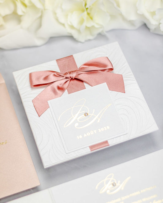 "Alice" - Faire-part de mariage chic, élégant et romantique avec dorure or - Wedding stationery - Création Luxe Carterie Studio