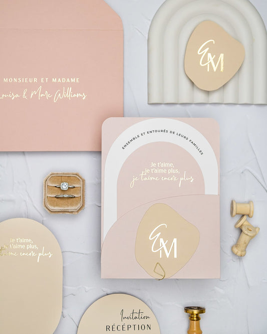 "Alina" - Faire-part de mariage moderne, chic et élégant avec dorure or – Wedding stationery - Création Luxe Carterie Studio