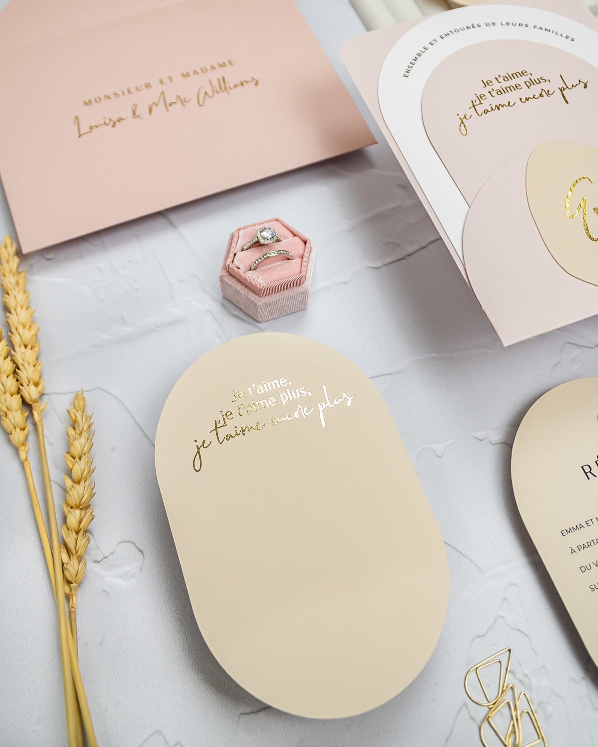"Alina" - Faire-part de mariage moderne, chic et élégant avec dorure or – Wedding stationery - Création Luxe Carterie Studio