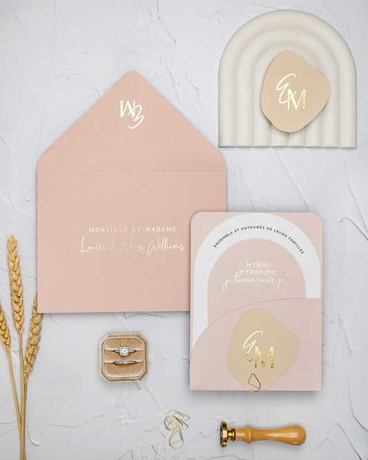 "Alina" - Faire-part de mariage moderne, chic et élégant avec dorure or – Wedding stationery - Création Luxe Carterie Studio
