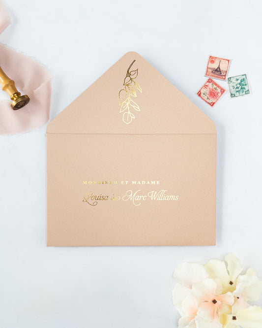 ALINEA - Enveloppe épaisse avec Dorure - Enveloppe - 12 cm x 16.5 cm - Luxe Carterie Studio