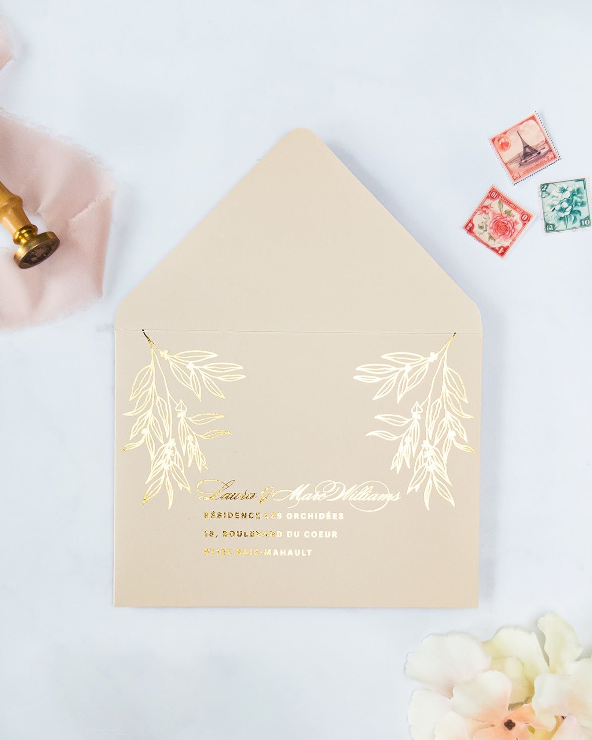 ALTHEA - Enveloppe épaisse avec Dorure - Enveloppe - 12 cm x 16.5 cm - Luxe Carterie Studio