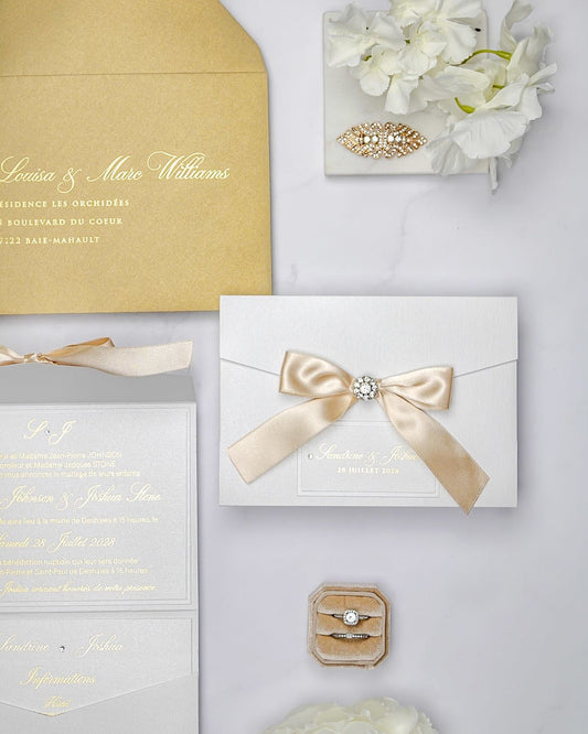 "Amaryllis" - Faire-part de mariage chic, élégant et romantique avec dorure or - Wedding stationery - Création Luxe Carterie Studio