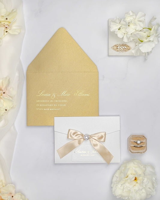 "Amaryllis" - Faire-part de mariage chic, élégant et romantique avec dorure or - Wedding stationery - Création Luxe Carterie Studio