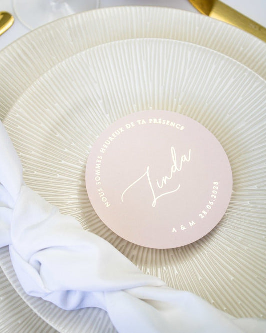 "Ambre - Marque-place" – Marque-place chic, élégant et romantique avec dorure or pour réception de mariage – Papeterie de mariage - Wedding stationery - Création Luxe Carterie Studio