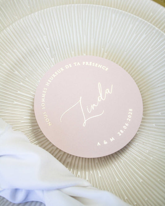 "Ambre - Marque-place" – Marque-place chic, élégant et romantique avec dorure or pour réception de mariage – Papeterie de mariage - Wedding stationery - Création Luxe Carterie Studio