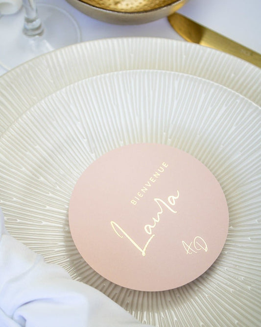 "Ana - Marque-place" – Marque-place chic, élégant et romantique avec dorure or pour réception de mariage – Papeterie de mariage - Wedding stationery - Création Luxe Carterie Studio
