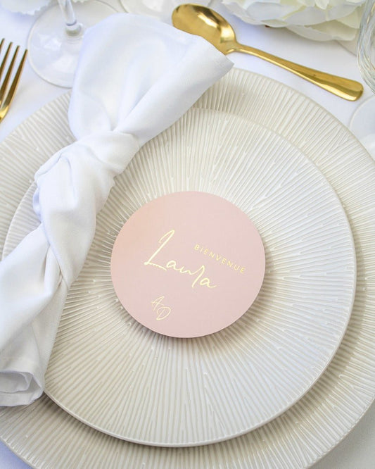 "Ana - Marque-place" – Marque-place chic, élégant et romantique avec dorure or pour réception de mariage – Papeterie de mariage - Wedding stationery - Création Luxe Carterie Studio