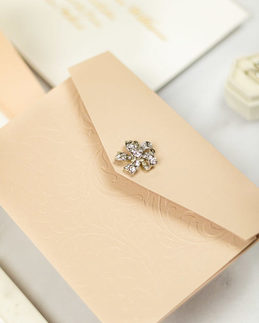 "Ancolie" - Faire-part de mariage chic, élégant et romantique avec dorure or - Wedding stationery - Création Luxe Carterie Studio