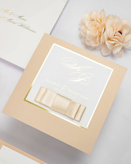"Andrea" - Faire-part de mariage chic, élégant et romantique avec dorure or - Wedding stationery - Création Luxe Carterie Studio