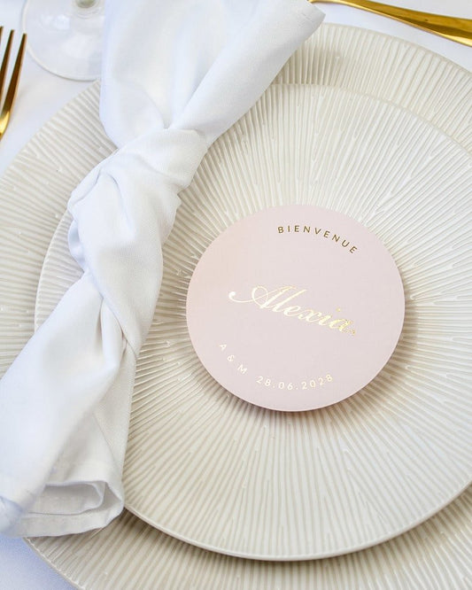 "Aude - Marque-place" – Marque-place chic, élégant et romantique avec dorure or pour réception de mariage – Papeterie de mariage - Wedding stationery - Création Luxe Carterie Studio