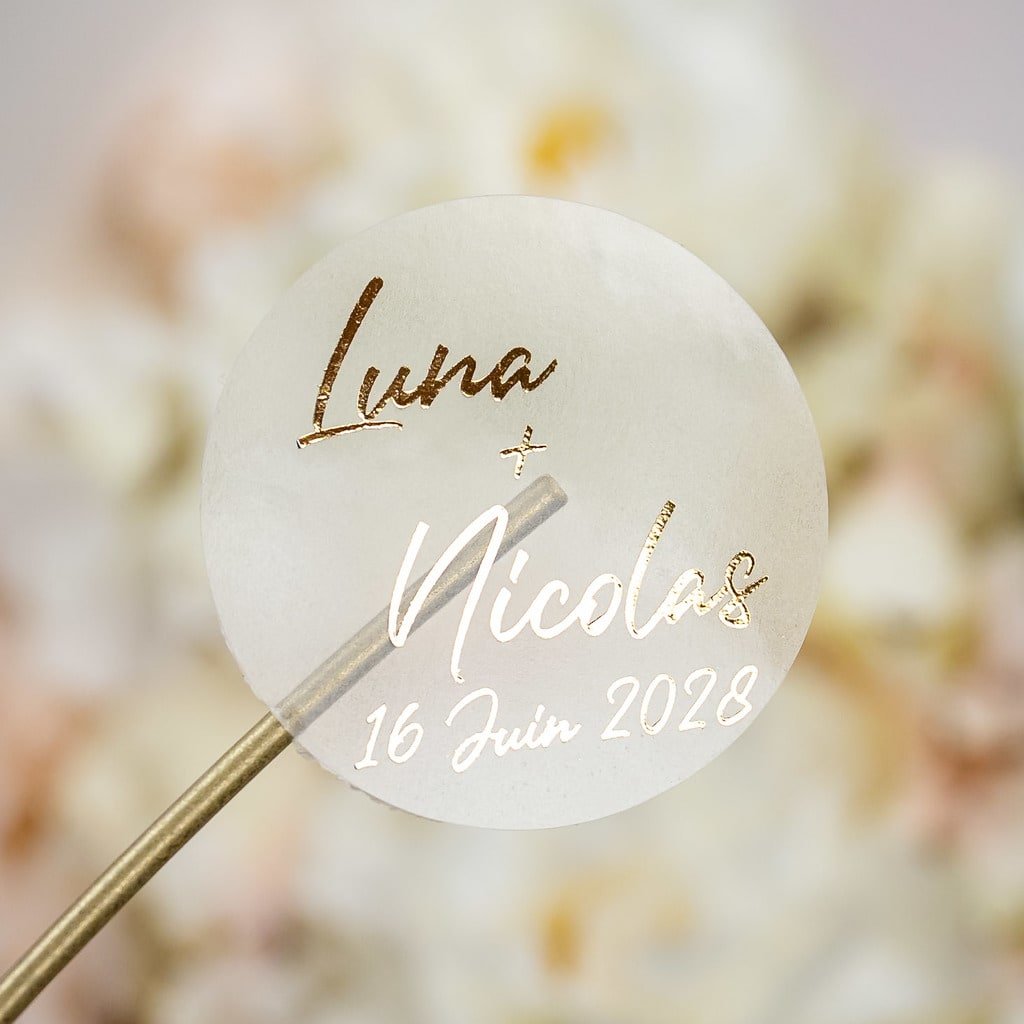 "Aura - Sticker" - Faire-part de mariage chic, élégant et romantique avec dorure or - Wedding stationery - Création Luxe Carterie Studio