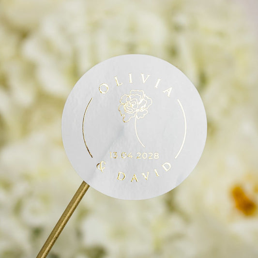 "Aurora - Sticker" - Faire-part de mariage chic, élégant et romantique avec dorure or - Wedding stationery - Création Luxe Carterie Studio