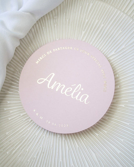 "Aya - Marque-place" – Marque-place chic, élégant et romantique avec dorure or pour réception de mariage – Papeterie de mariage - Wedding stationery - Création Luxe Carterie Studio