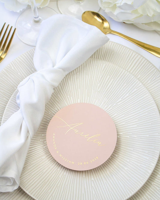 "Ayana - Marque-place" – Marque-place chic, élégant et romantique avec dorure or pour réception de mariage – Papeterie de mariage - Wedding stationery - Création Luxe Carterie Studio