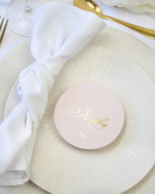 "Bella - Marque-place" – Marque-place chic, élégant et romantique avec dorure or pour réception de mariage – Papeterie de mariage - Wedding stationery - Création Luxe Carterie Studio