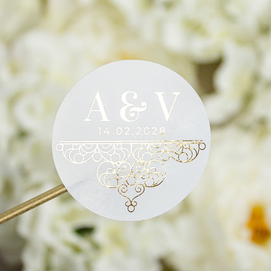 "Bianca - Sticker" - Faire-part de mariage chic, élégant et romantique avec dorure or - Wedding stationery - Création Luxe Carterie Studio